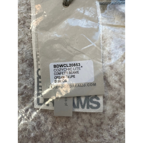 NWT Barefoot Dreams Confetti Beanie One Size Cream Taupe